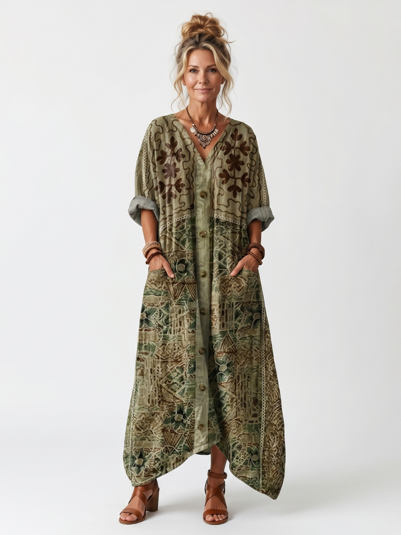 Roselisse | Vestido Midi con Botones Frontales