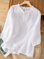 Kissina | Blusa de Algodón y Lino Bordada