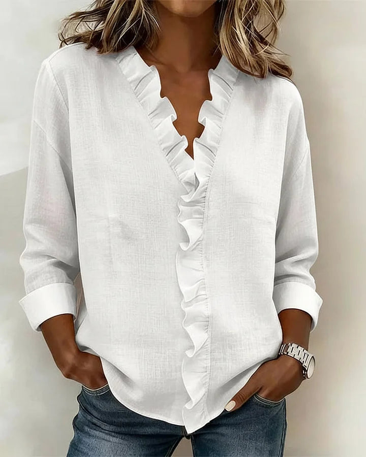 Brinae | Blusa con Escote V Fruncido