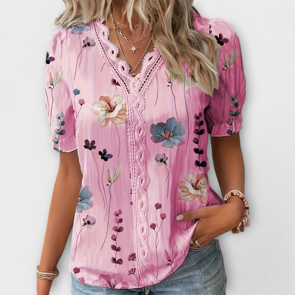 Amelia | Blusa con Escote V de Primavera