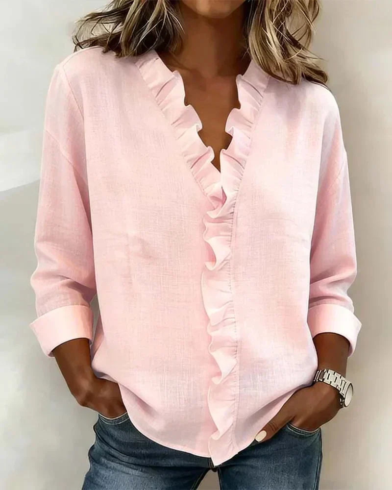 Brinae | Blusa con Escote V Fruncido