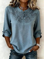 Cressida | Blusa Bordada Cuello Mao