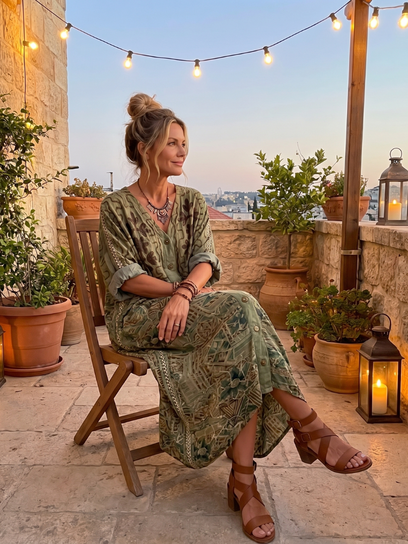 Roselisse | Vestido Midi con Botones Frontales