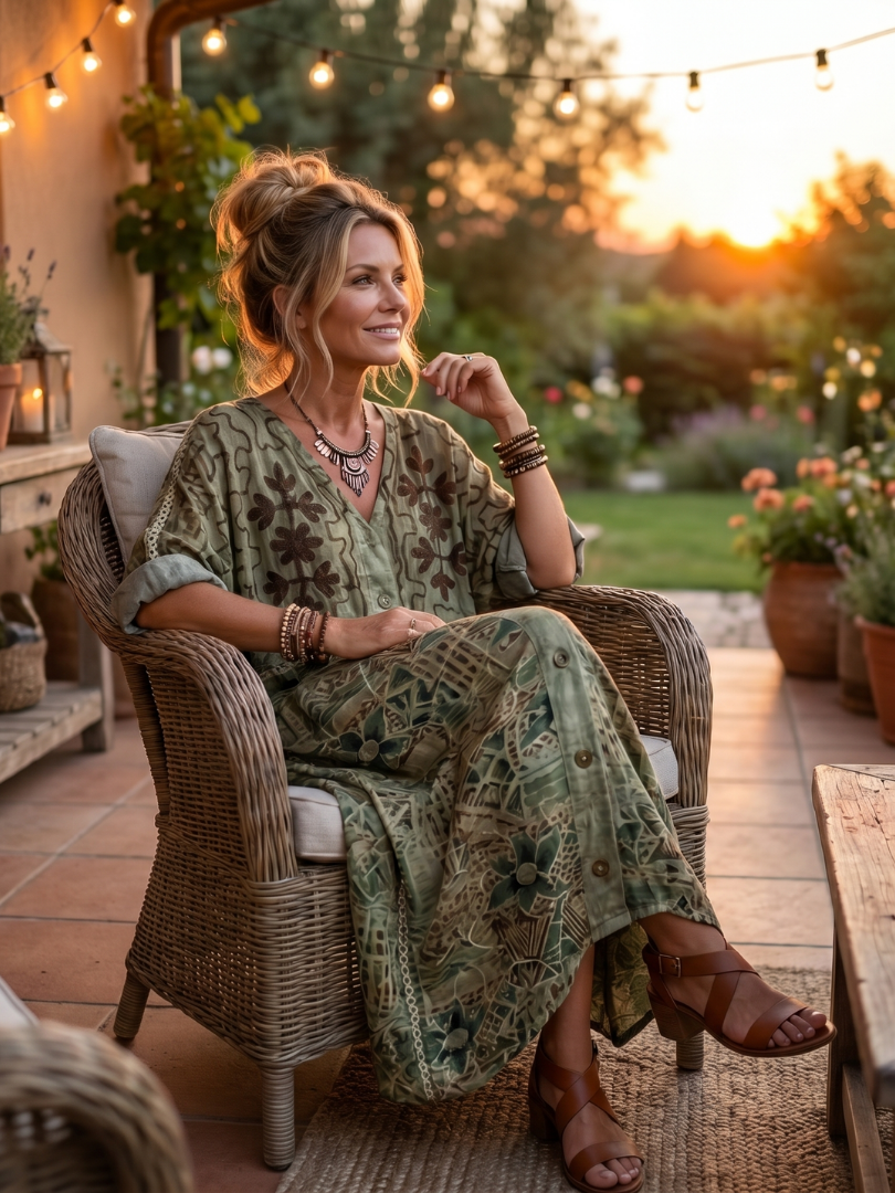 Roselisse | Vestido Midi con Botones Frontales