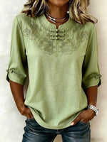 Cressida | Blusa Bordada Cuello Mao