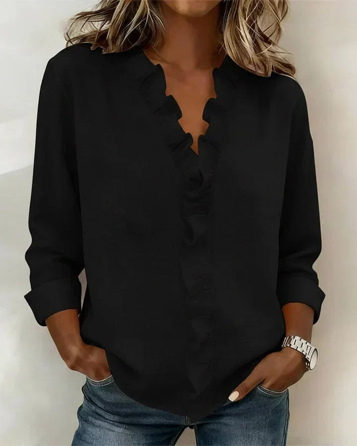 Brinae | Blusa con Escote V Fruncido