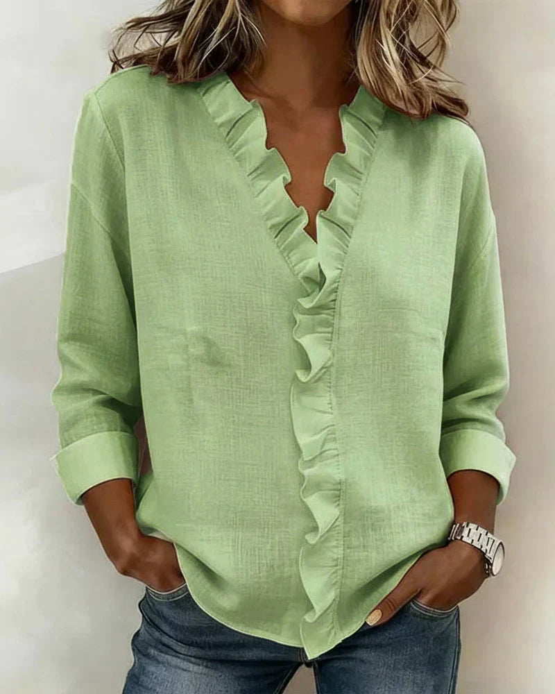 Brinae | Blusa con Escote V Fruncido