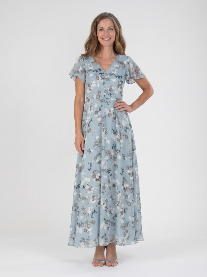 Isabela | Vestido Maxi de Gasa Floral