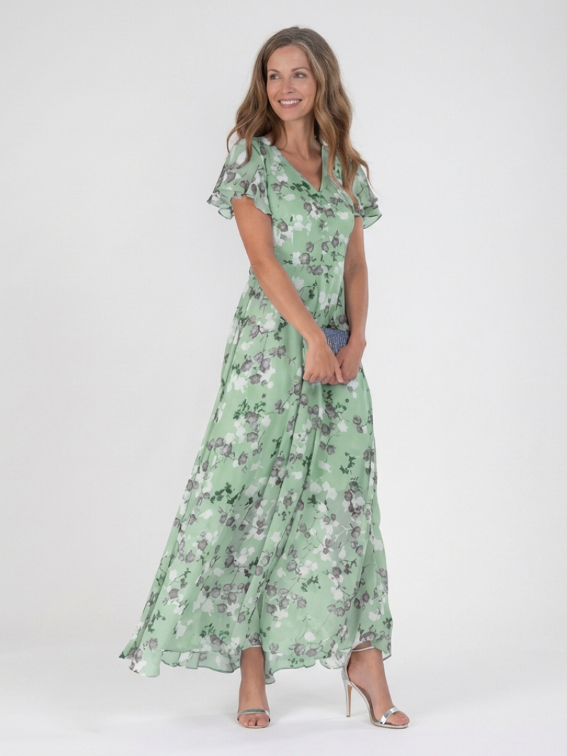 Isabela | Vestido Maxi de Gasa Floral