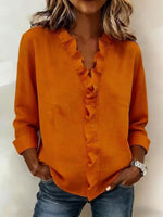 Brinae | Blusa con Escote V Fruncido