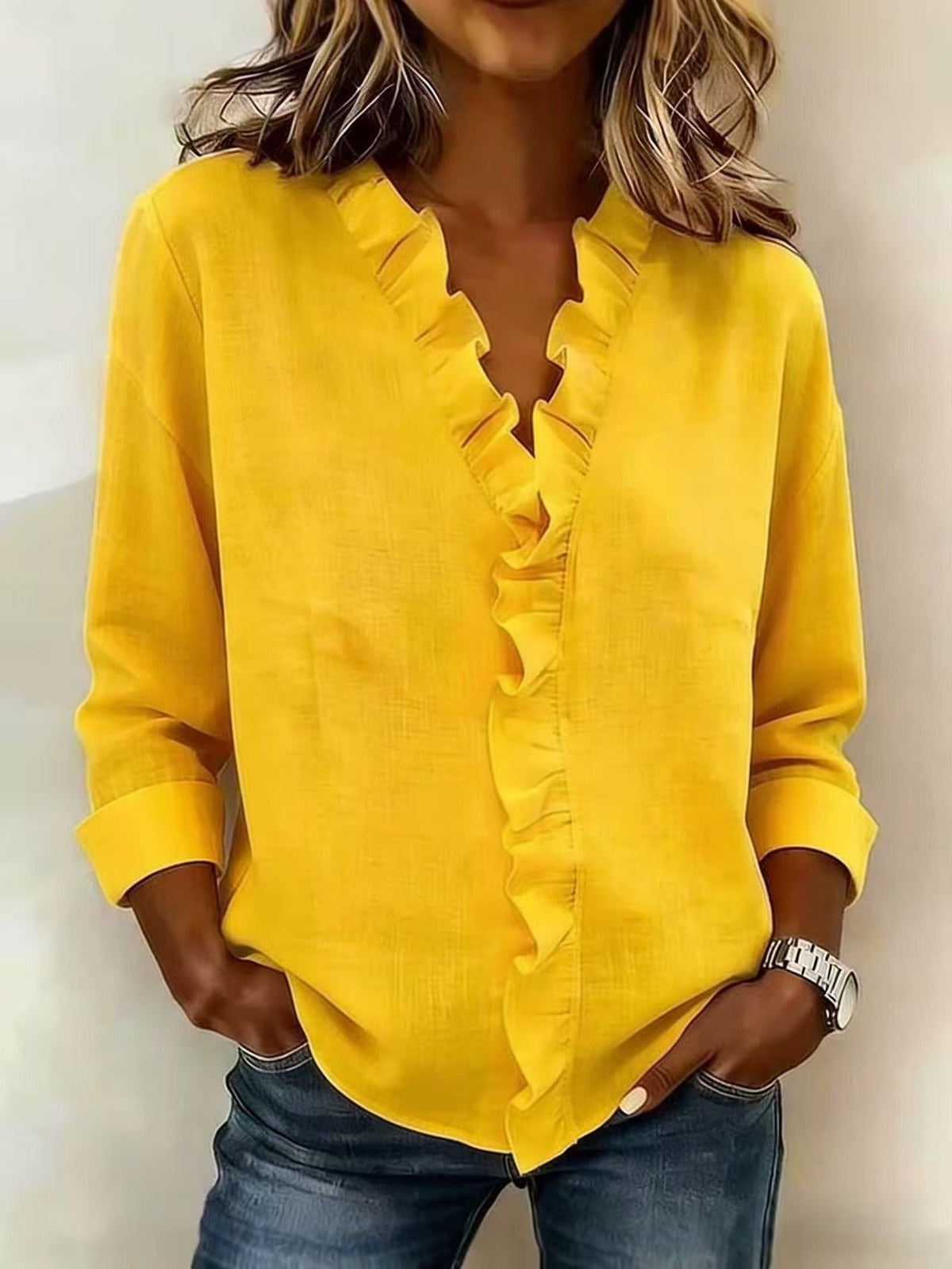 Brinae | Blusa con Escote V Fruncido