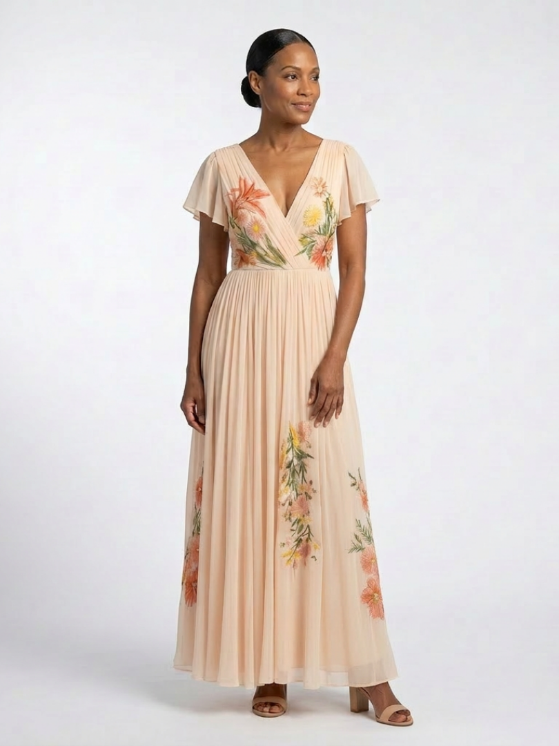 Camila | Vestido Maxi Floral Plisado
