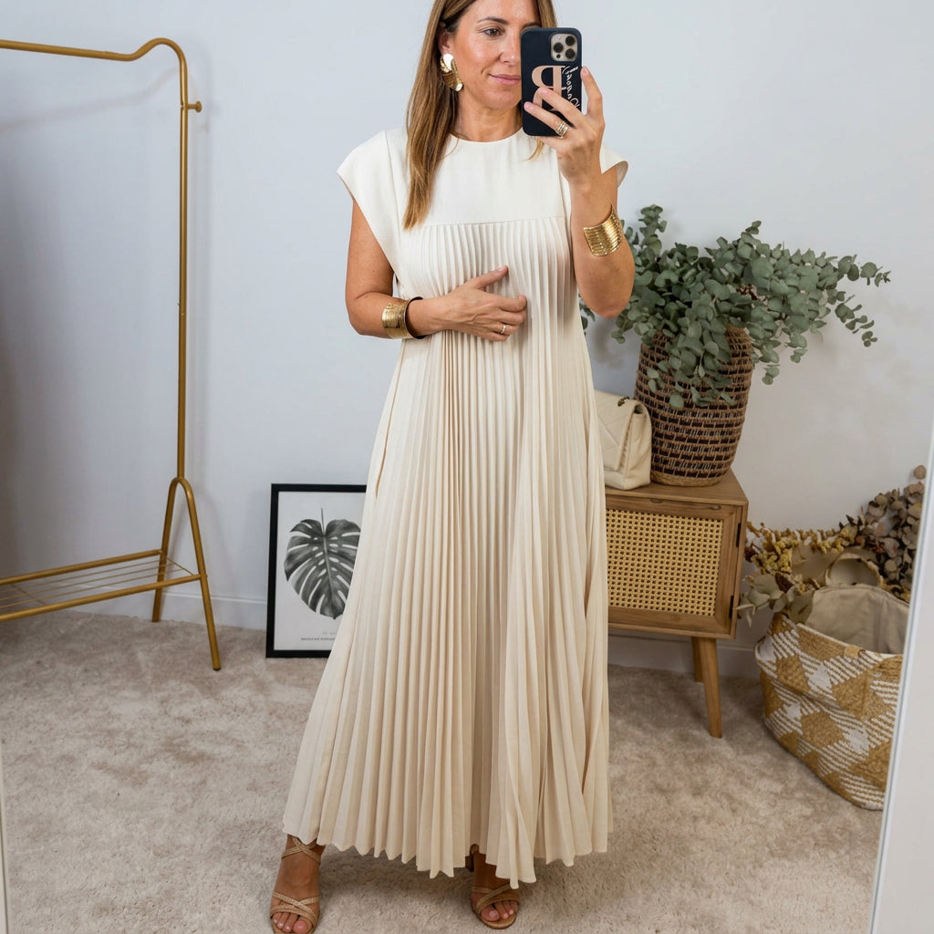 Ana | Vestido Plisado de Elegancia Atemporal