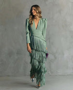 Serenva | Vestido Midi con Mangas de Flecos