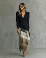 Serenva | Vestido Midi con Mangas de Flecos