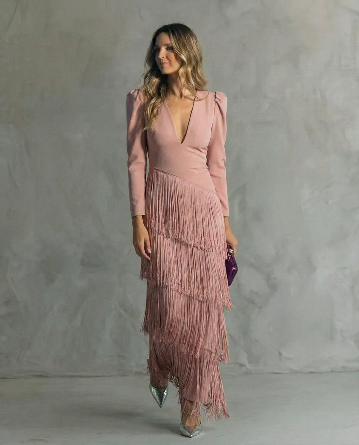 Serenva | Vestido Midi con Mangas de Flecos