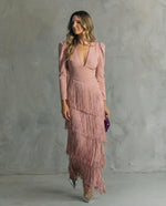 Serenva | Vestido Midi con Mangas de Flecos