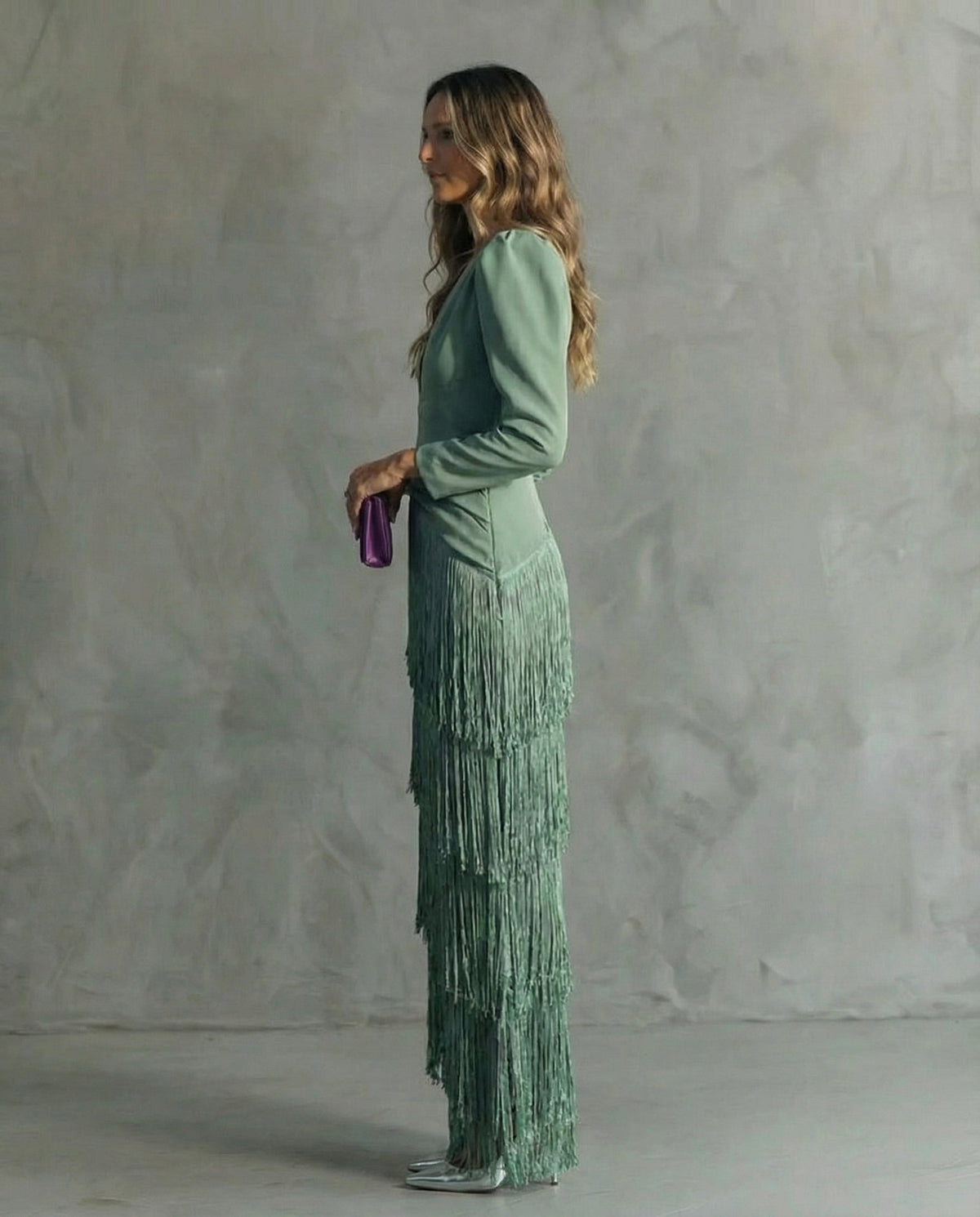 Serenva | Vestido Midi con Mangas de Flecos