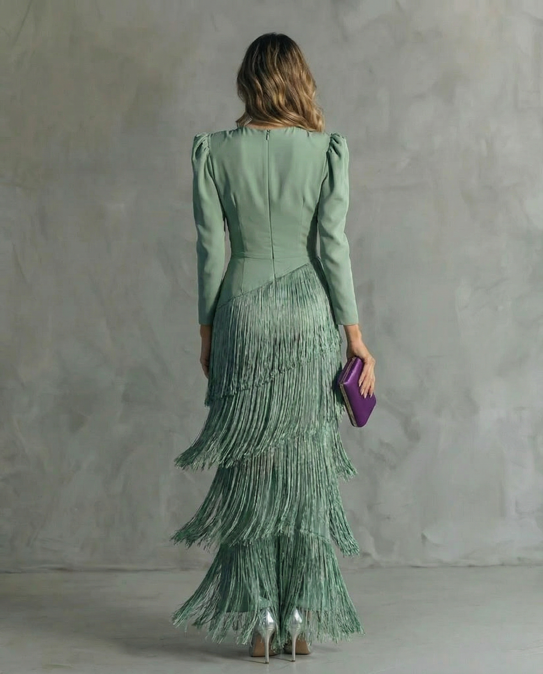 Serenva | Vestido Midi con Mangas de Flecos