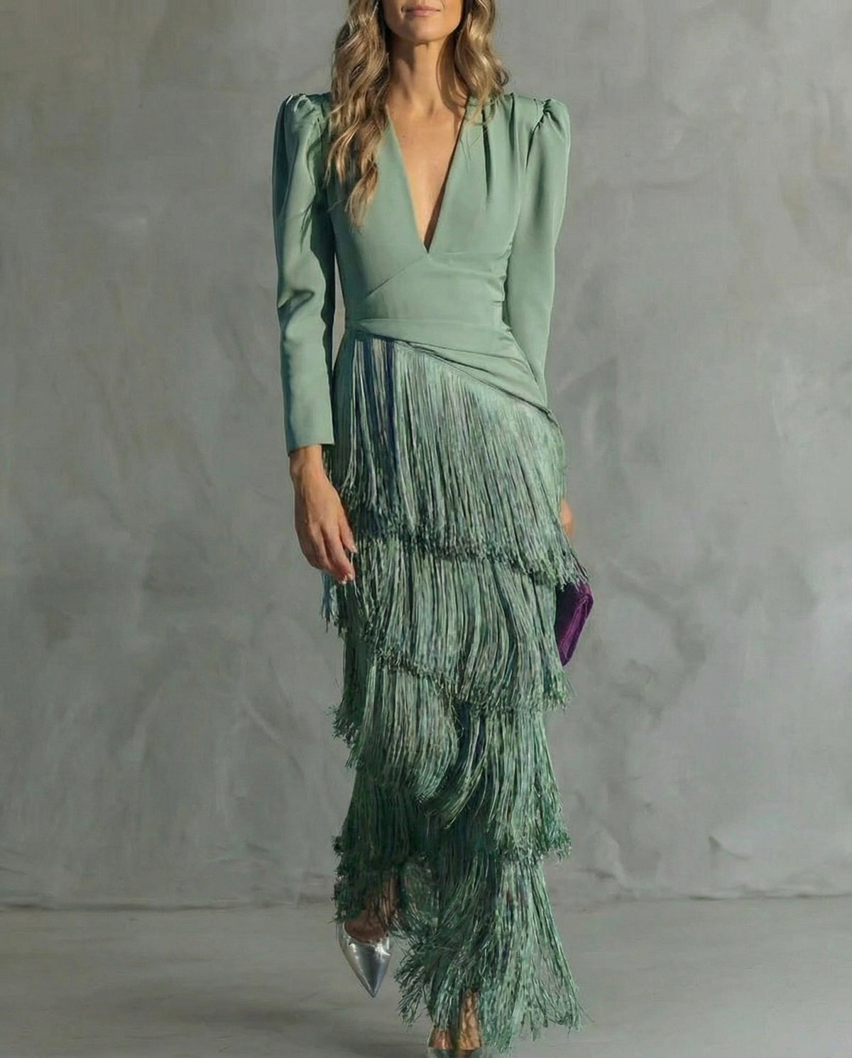 Serenva | Vestido Midi con Mangas de Flecos