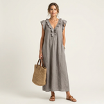 Josette | Vestido de Lino con Escote de Encaje