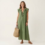 Josette | Vestido de Lino con Escote de Encaje