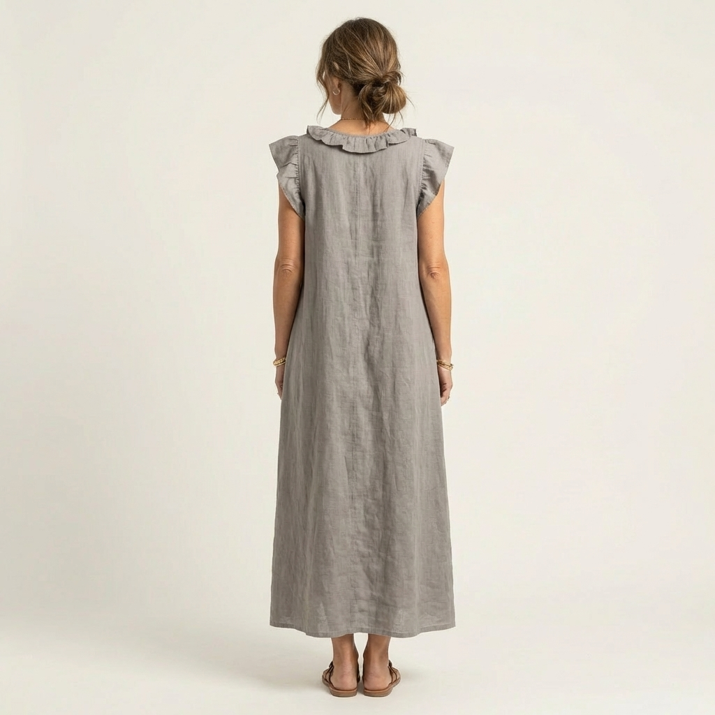 Josette | Vestido de Lino con Escote de Encaje