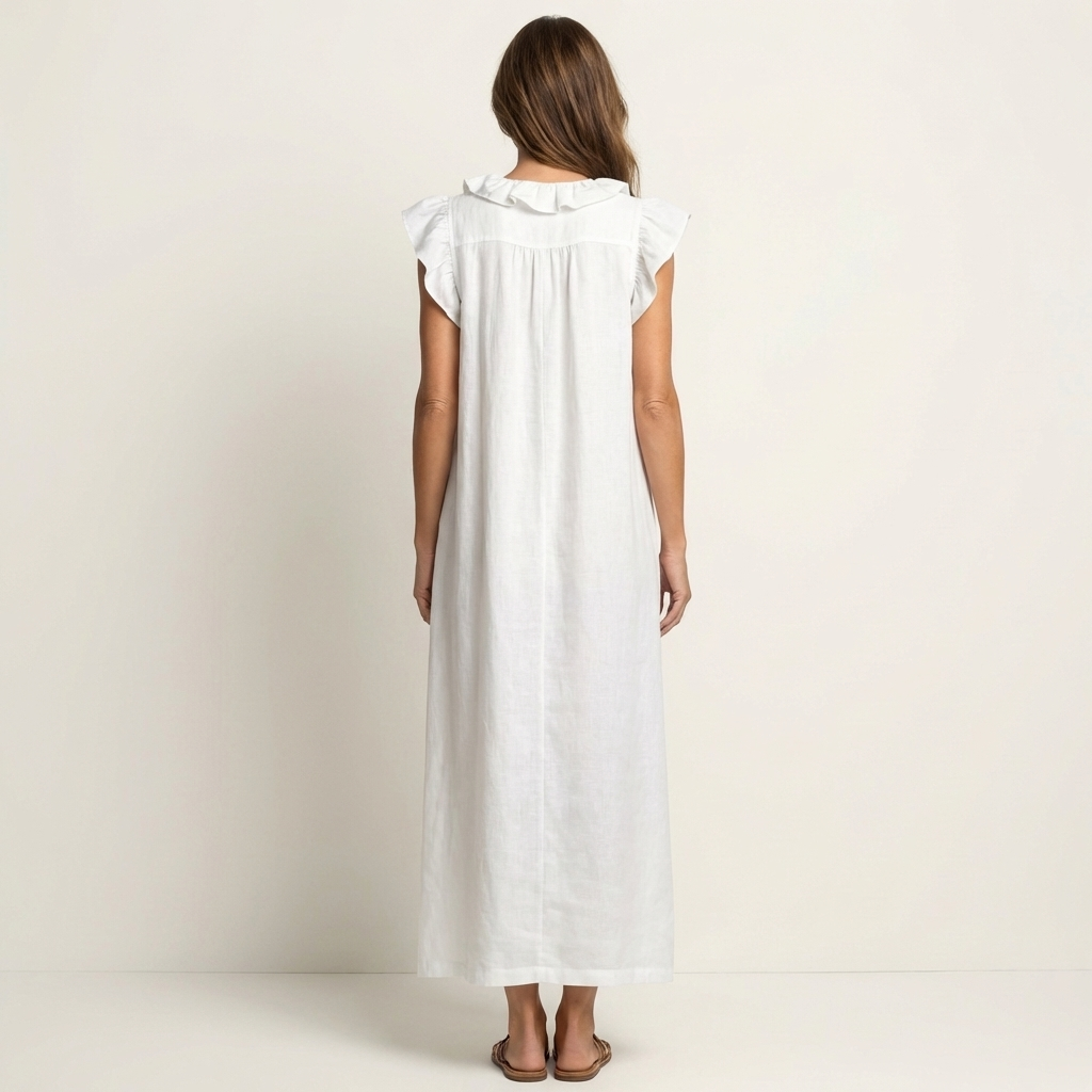 Josette | Vestido de Lino con Escote de Encaje