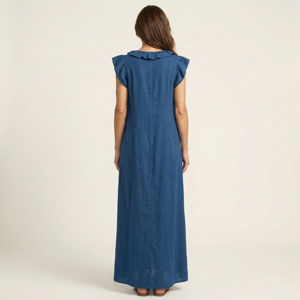 Josette | Vestido de Lino con Escote de Encaje
