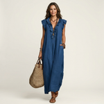 Josette | Vestido de Lino con Escote de Encaje
