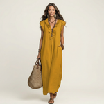 Josette | Vestido de Lino con Escote de Encaje