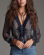 Norina | Blusa con Escote V de Tacto Suave