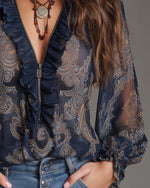 Norina | Blusa con Escote V de Tacto Suave
